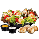 Black Tiger Salat mit Knoblauch-Garnelen