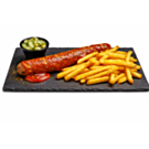 Riesen Currywurst mit Crunchy Fries