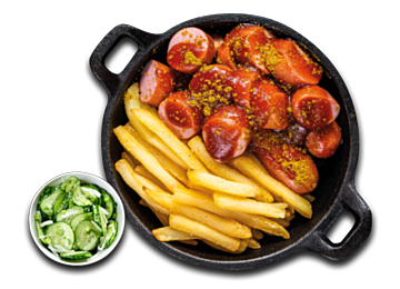 Riesen Currywurst mit Crunchy Fries